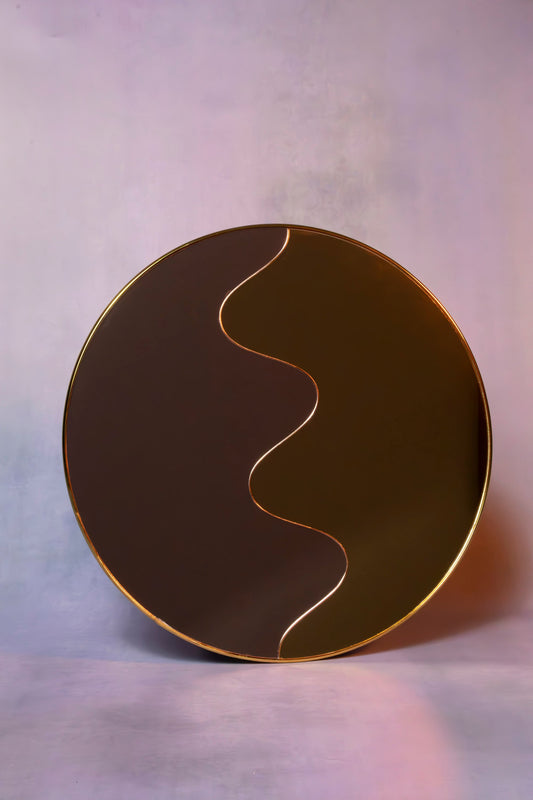 Rose Gold and Gold Acrylic Mirror with Wavy Squiggle Design - Modern and Chic Home Decor