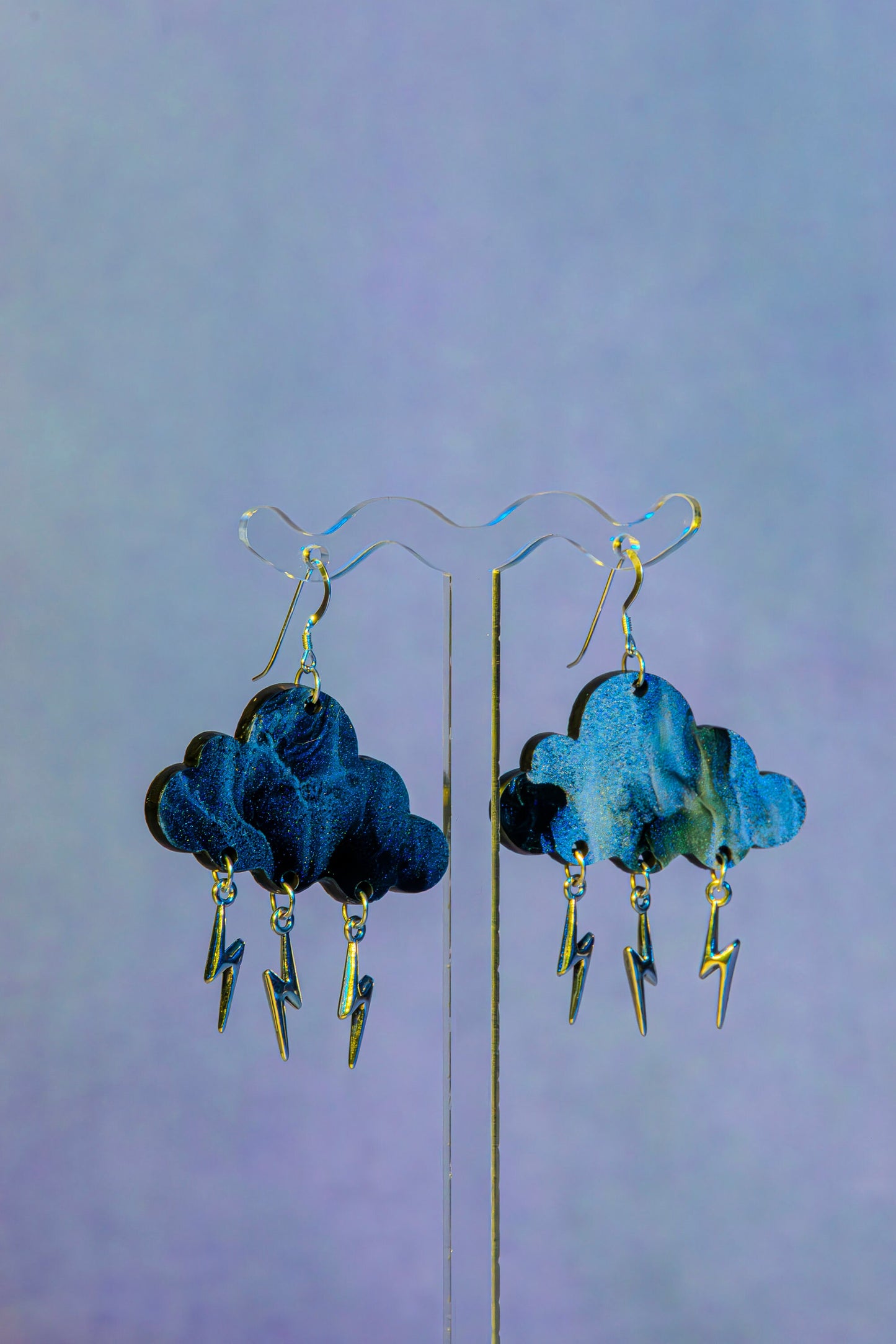 Celestial Cloud Earrings with Lightning Bolts - Handcrafted Statement Jewelry by Out There Goods