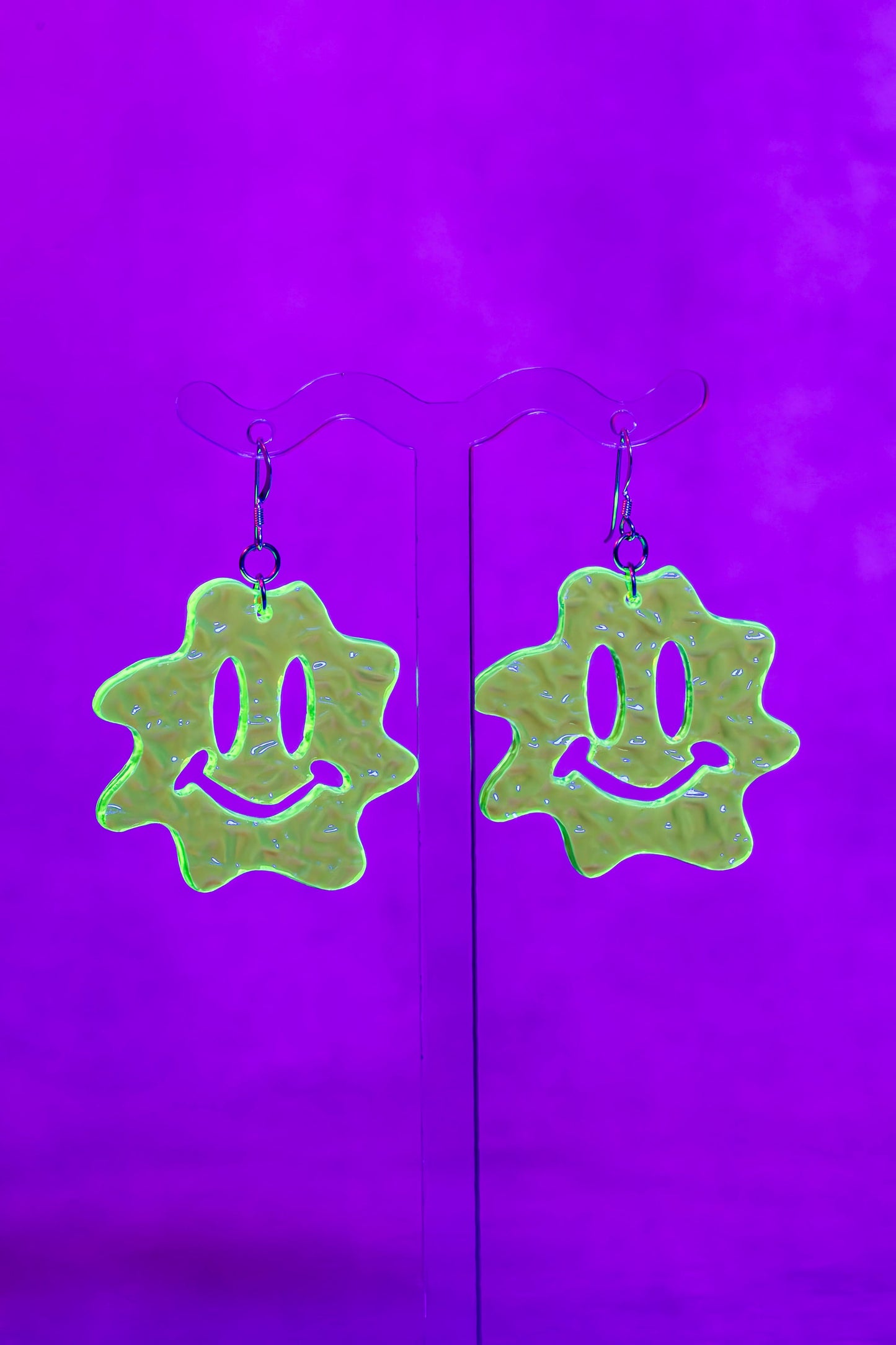 Mistablobolina Earrings - Funky Fluorescent Squiggly Smiley Faces by Out There Goods