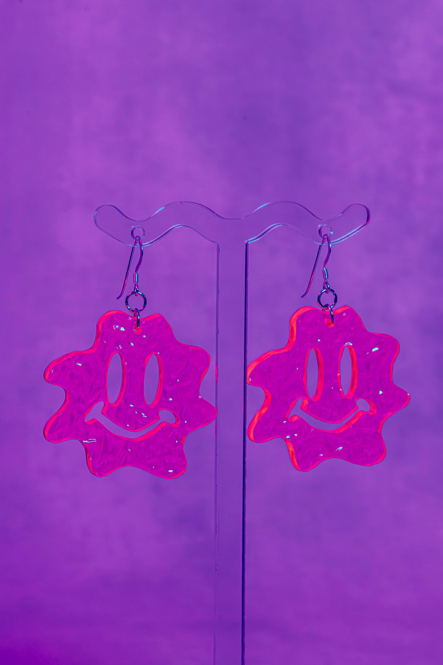 Mistablobolina Earrings - Funky Fluorescent Squiggly Smiley Faces by Out There Goods